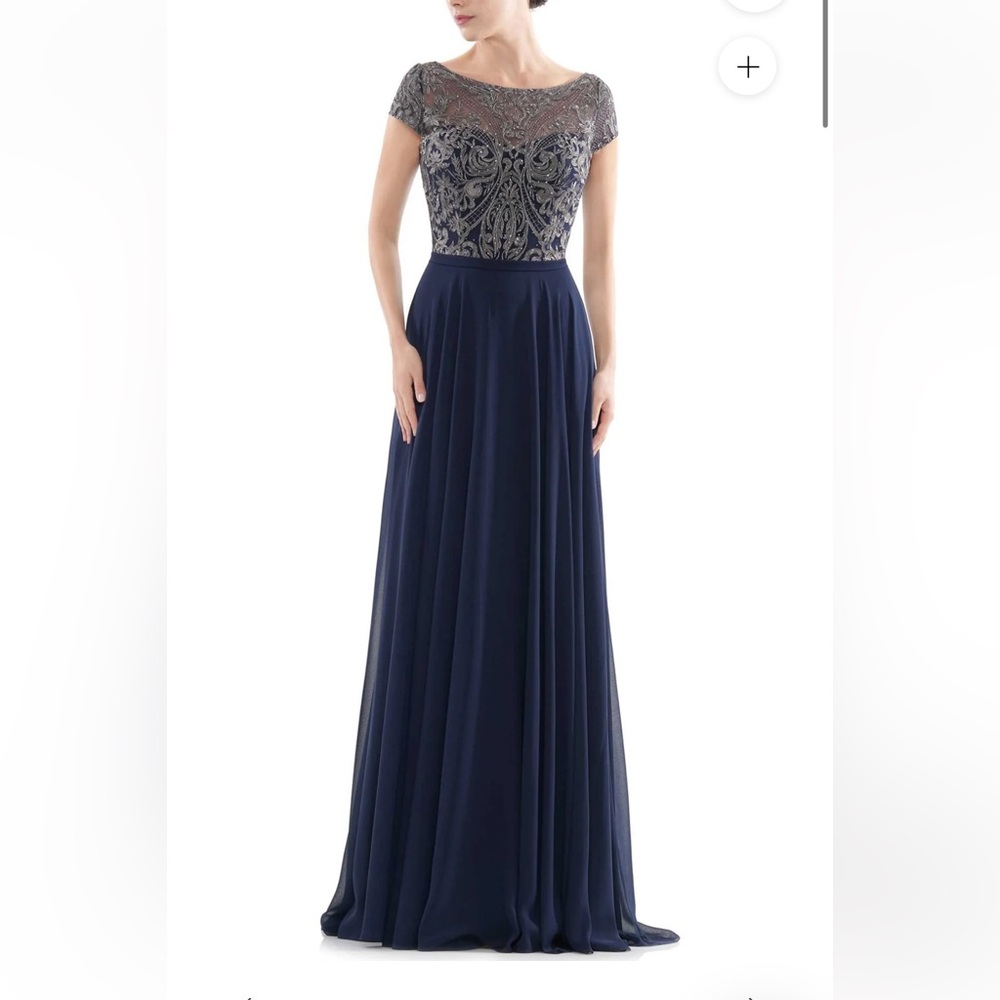 RINA DI MONTELLA RD2719 Elegant Navy and Silver Evening Gown